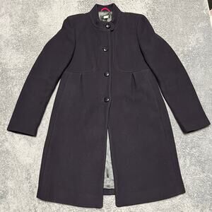 J. Crew Trench Coat Womens 6 Purple Wool Nlend Pea Coat Long